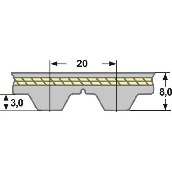 Zahnriemen Meterware T20 - 50 mm PU/Stahl + PAZ