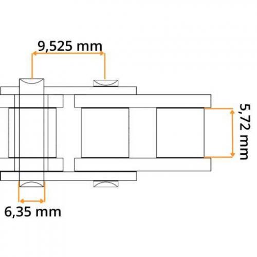 Gekröpftes Glied 06 B-1 Edelstahl mit Splint JWIS