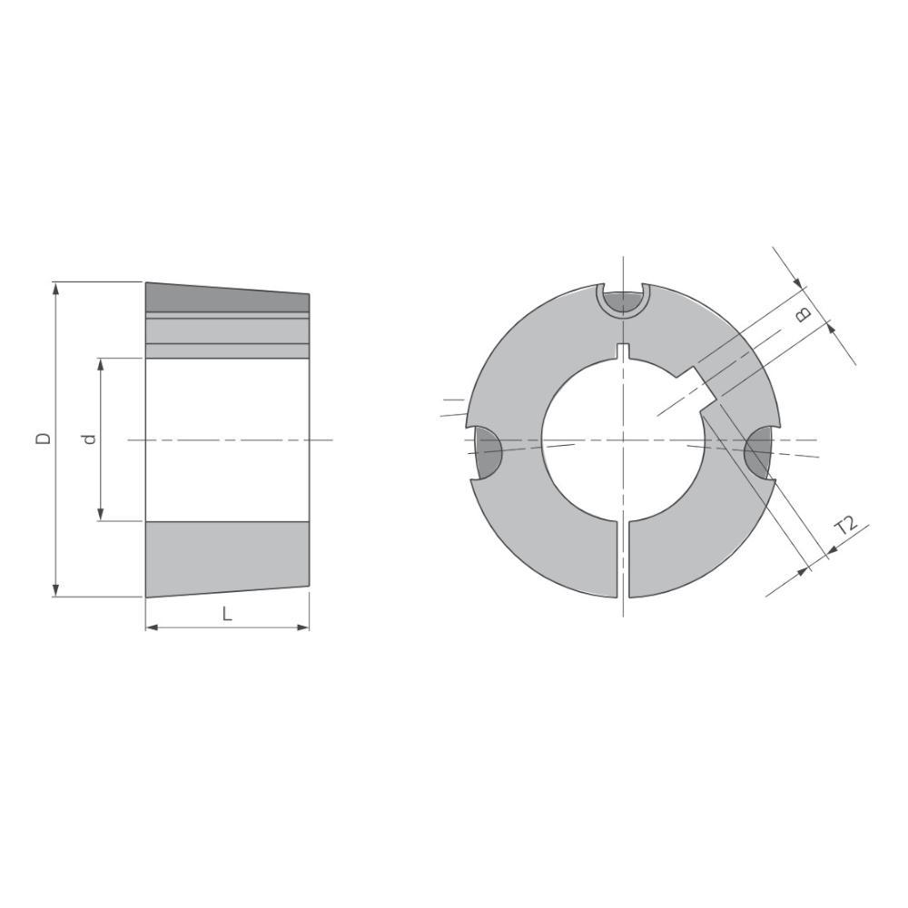 Taperspannbuchse 1610 - 1 1/2'' = 38,1 mm Bohrung inkl. Madenschrauben