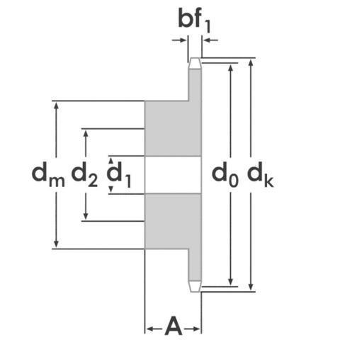 Kettenrad KR 16 B-1 Z=12 Edelstahl vorgebohrt (1 Zoll x 17.02 mm)