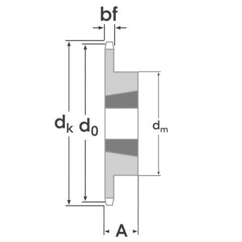 Kettenrad KR 16 B-1 Z=15 für TB 1615 (1 Zoll x 17.02 mm)