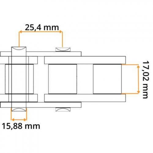 5 Meter 16 B-1 (1 Zoll x 17 mm) Ecoplus Rollenkette