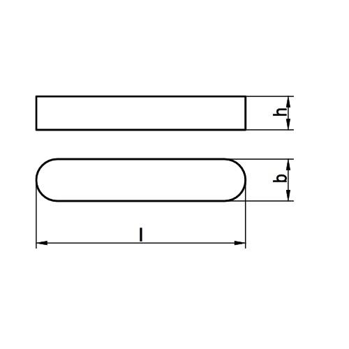 Passfeder Federkeil 10 x 8 x 25 mm - DIN 6885 Form A Stahl