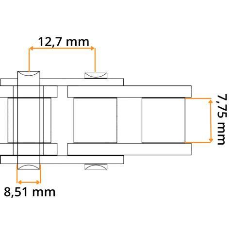 Rollenkette 08 B-1 (1/2'' x 5/16'') gerade Lasche