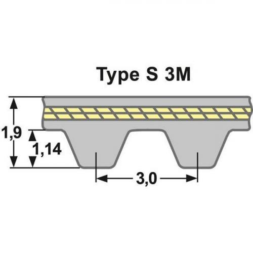 Zahnriemen Meterware S3M - 10 mm Neoprene/Glas