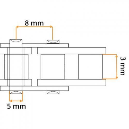 Rollenkette 05 B-1 (8 mm x 3.0mm) JWIS