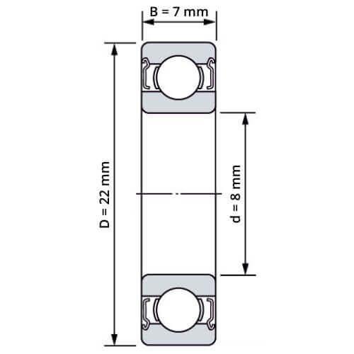 Kugellager 608 2RS 8x22x7 mm