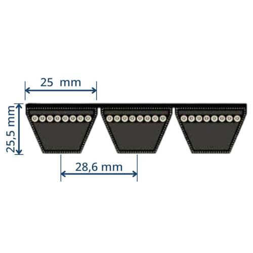 Kraftband 3/ 8V 1250 = 3/ 25J 3175