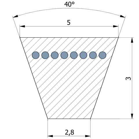 Keilriemen 5 x 190 Li DIN 2215