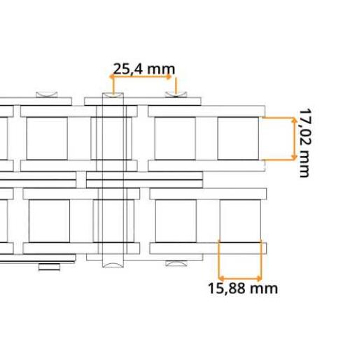 Rollenkette 16 B-2 Edelstahl (1 Zoll x 17 mm) JWIS