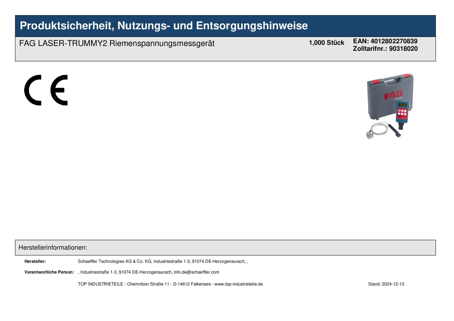 FAG LASER-TRUMMY2 Riemenspannungsmessger�t