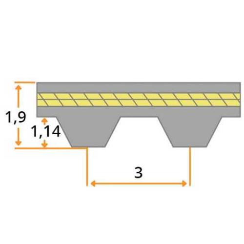 Zahnriemen 100 S3M 375 (10 mm Breit)